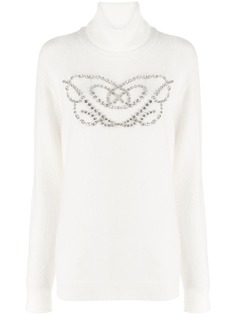Blumarine джемпер с высоким воротником и кристаллами