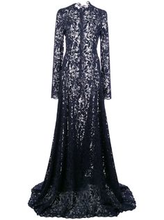 Oscar de la Renta кружевное платье с расклешенной юбкой
