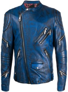 Philipp Plein куртка с молниями и эффектом потертости