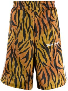Palm Angels TIGER TRACK SHORTS BROWN WHITE