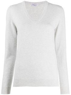 Brunello Cucinelli кашемировый джемпер с V-образным вырезом