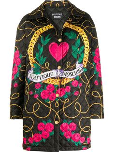 Boutique Moschino стеганое пальто с логотипом