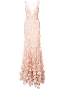 Marchesa Notte платье с цветочной аппликацией