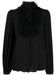 Elisabetta Franchi топ с объемными рукавами и оборками