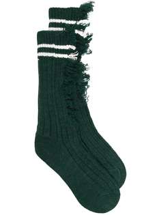 Maison Margiela носки в рубчик с эффектом потертости