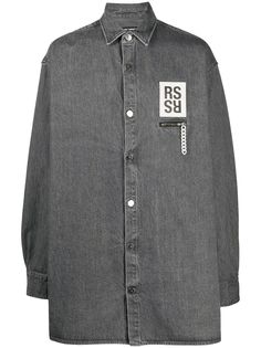 Raf Simons джинсовая рубашка оверсайз с нашивкой-логотипом