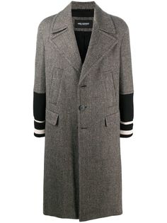 Neil Barrett однобортное пальто с трикотажными рукавами