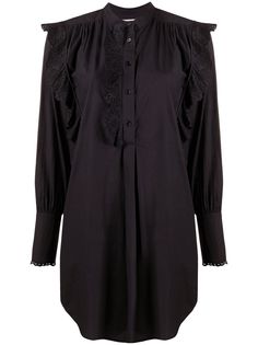Isabel Marant Étoile платье-рубашка с английской вышивкой и оборками