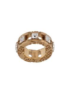 Versace кольцо с гравировкой Greca и стразами
