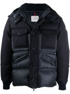 Moncler пуховик с контрастной вставкой