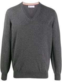 Brunello Cucinelli кашемировый джемпер с V-образным вырезом