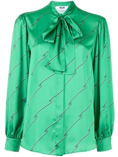 MSGM атласная блузка с бантом