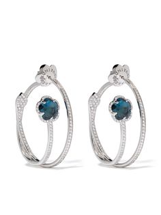 Pasquale Bruni серьги-кольца Je T´aime из белого золота с бриллиантами и топазами