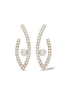 Yoko London серьги Sleek Akoya из желтого золота с жемчугом и бриллиантами