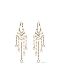 Yoko London серьги Sleek Akoya из желтого золота с жемчугом и бриллиантами