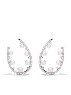 Yoko London серьги Sleek Akoya из белого золота с жемчугом и бриллиантами
