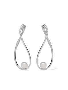 Yoko London серьги Sleek Akoya из белого золота с жемчугом и бриллиантами