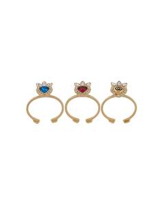 Gucci комплект из трех колец с кристаллами
