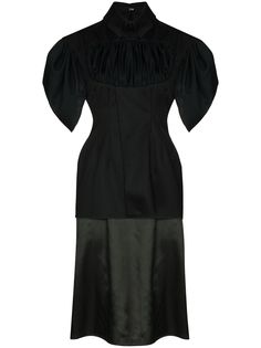 Richard Malone платье миди с короткими рукавами и драпировкой