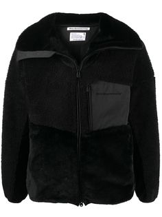 White Mountaineering fleece panelled zip-up jacket