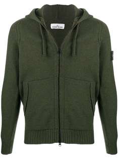 Stone Island logo patch zip-up hoodie