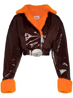 Gcds укороченная байкерская куртка с искусственным мехом