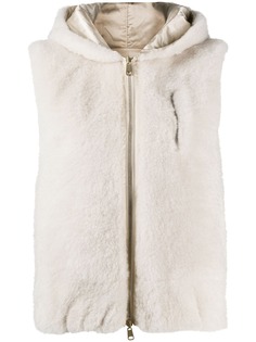 Brunello Cucinelli жилет из козьего меха с капюшоном