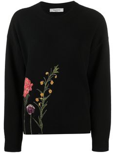 Valentino джемпер с цветочной вышивкой