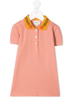 Gucci Kids рубашка поло с цветочной вышивкой