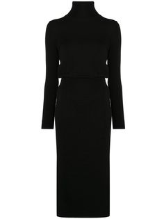 Elisabetta Franchi трикотажное платье с высоким воротником и монограммой