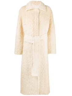 Jil Sander фактурное пальто с поясом и потайной застежкой