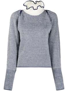 See by Chloé striped ruffled-neck jumper