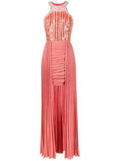Elisabetta Franchi embellished pleated gown