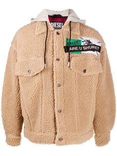 Diesel button-up faux shearling jacket