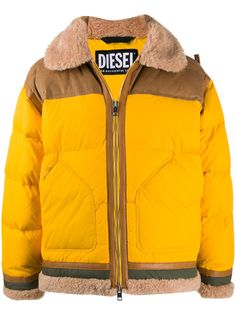 Diesel panelled zip-up down jacket