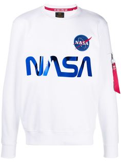 Alpha Industries толстовка с окантовкой в рубчик и принтом Nasa