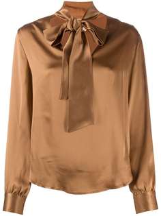 Nude pussybow-neck blouse
