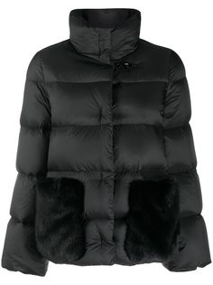 Fay faux fur-pocket quilted jacket