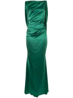 Talbot Runhof Ponceau open-shoulder gown