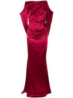 Talbot Runhof Ponceau open-shoulder gown