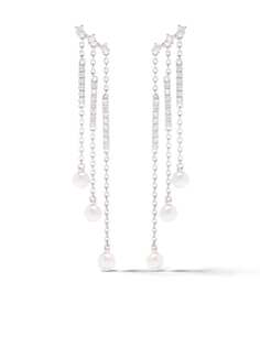 Yoko London серьги Sleek Akoya из белого золота с жемчугом и бриллиантами