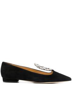 Giannico crystal buckle ballerinas