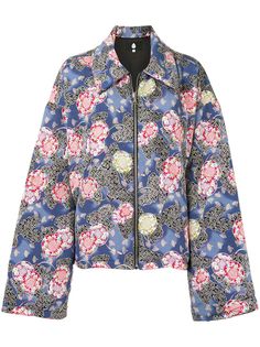 Natasha Zinko fan-print oversized padded shirt jacket