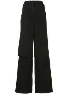 Lemaire crop-overlay wide leg trousers