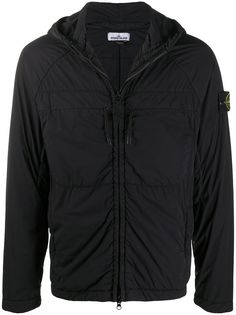 Stone Island куртка на молнии с капюшоном и логотипом