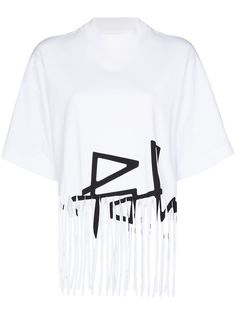 Palm Angels FRINGED DESERT LOGO TEE WHITE BLACK