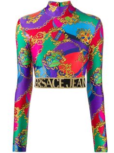 Versace Jeans Couture укороченная футболка с принтом Baroque