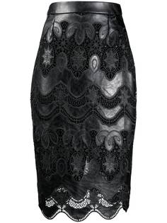 Talbot Runhof юбка с кружевными вставками