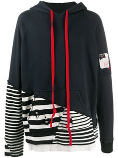 Greg Lauren X Paul & Shark striped patchwork hoodie