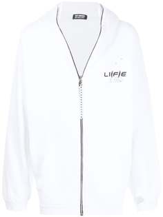 Raf Simons Life on Mars distressed zip-up hoodie